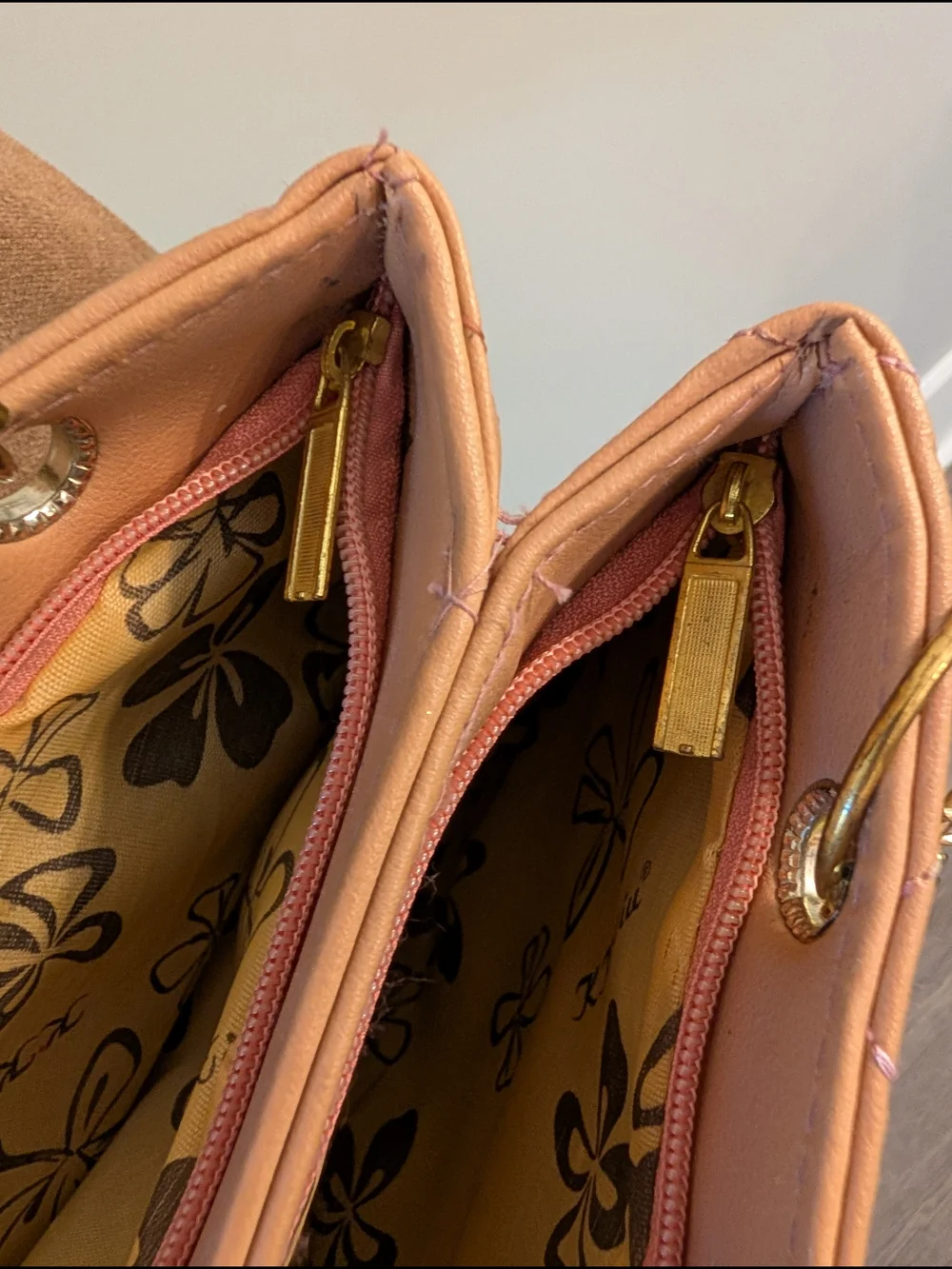 Quilted Tan Chain-Handle Shoulder Bag